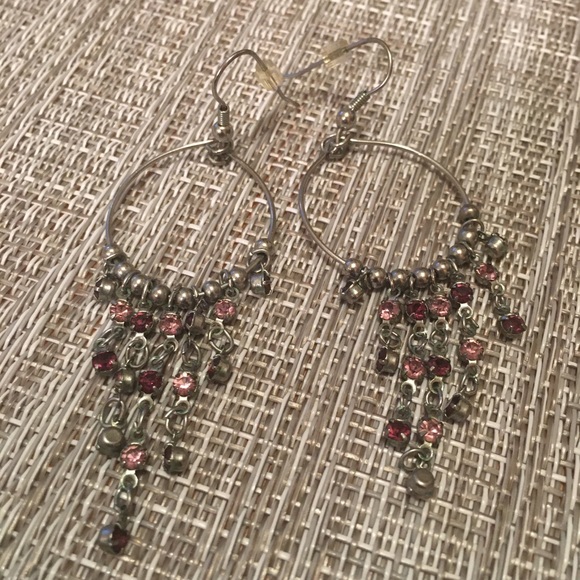 Purple Chain Hoop Earrings - Picture 2 of 4